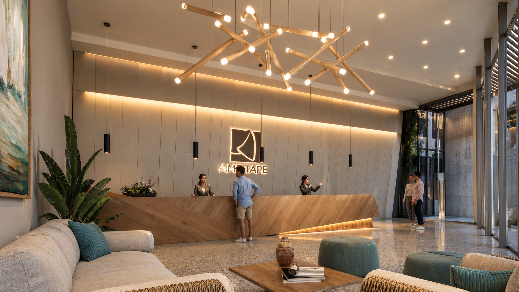 Lobby del resort Amotape